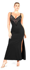 Popilush Shapewear  Built-In Sculpting Black Maxi Dress Size-L