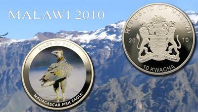 Malawi 2010 Huge 50mm Color 10 Kwacha-Birds Of Prey-Madagascar Fish Eagle