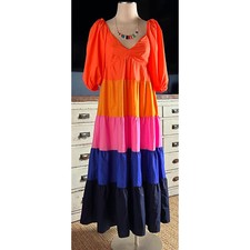 NWT New $230 Anthropologie Farm Rio Colorblocked Tiered Bohemian Maxi Dress XXS