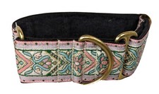1-1/2" martingale dog collar. Pastel floral. Size medium 14-18"