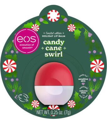 EOS Lip Balm Candy Cane Swirl 0.25 oz Holiday Lip Balm Sphere Christmas Gift New