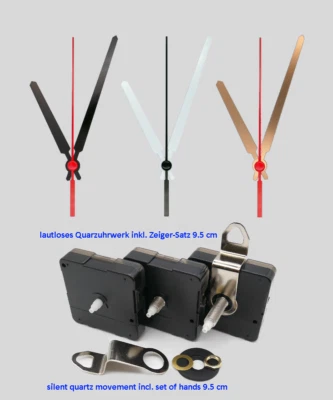 JH1668 Movimento al quarzo silenzioso con set di lancette 10 cm nero bianco oro per fai da te, orologi da parete