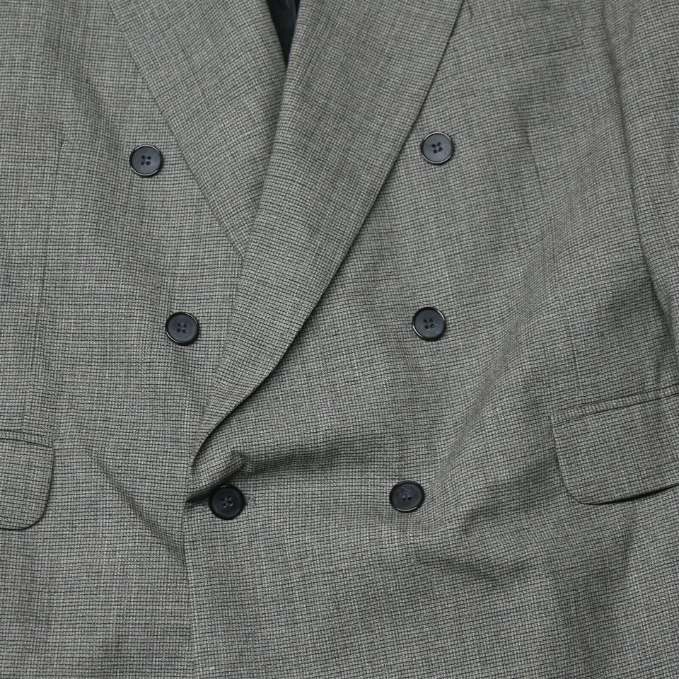 Abrigo Blazer Chaqueta De Colección Haggar 44S Marrón Cuadros 100% Lana Doble Pecho Deportivo Foto 3 de 4