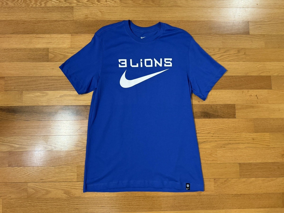 New M Nike England National Football Team 3 Lions Shirt Blue