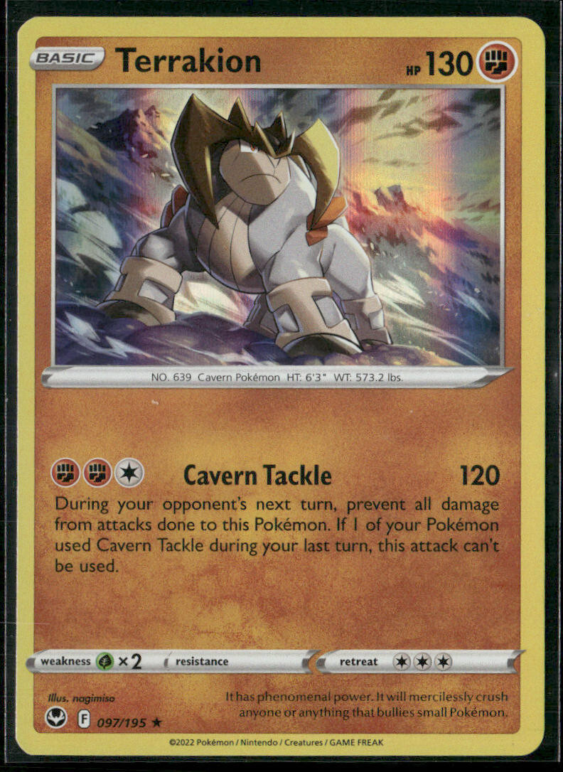 Terrakion 097/195 - Silver Tempest - Holo Rare - Pokemon Card TCG - NM