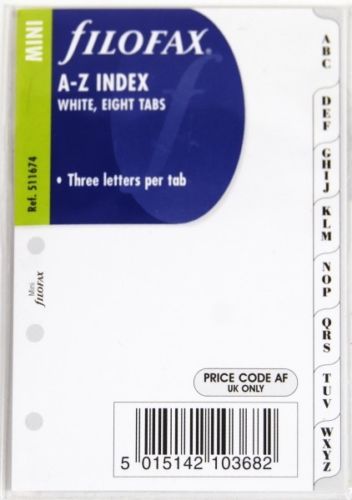 Filofax Mini A-Z Register - Nachfüllblatt Für Organizer 67x105mm