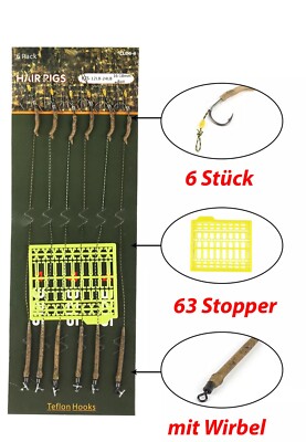 Angelhaken Karpfenhaken Gebunden Hair Rigs Boiliehaken Haken Vorfach 6er Set