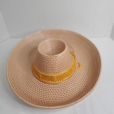 Hand Made In Portugal Sombrero Chips & Salsa Dip Server Bowl 1992 Vintage 13 