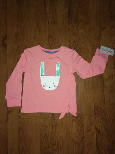 Mädchen Pouf von rosa - Wendepailletten - Hase Kaninchen Pullover - Mädchen XS 4/5 - Bild 3 von 7