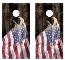 American Flag Morphing Into Bald Eagle Cornhole Board Wraps FREE SQUEEGEE 2221