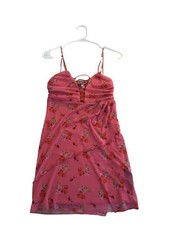 Pink Cherry Print Mesh Lace Up Sundress Urban Outfitters