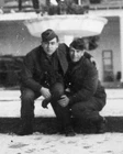 ORIGINAL VINTAGE PHOTO: Military Men Male Uniform Fountain Buddies 40s 40's WW2
