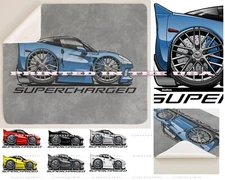 DigiRods Corvette C6 ZR1 Racing Supercharged Cartoon Car Sherpa Fleece Blanket