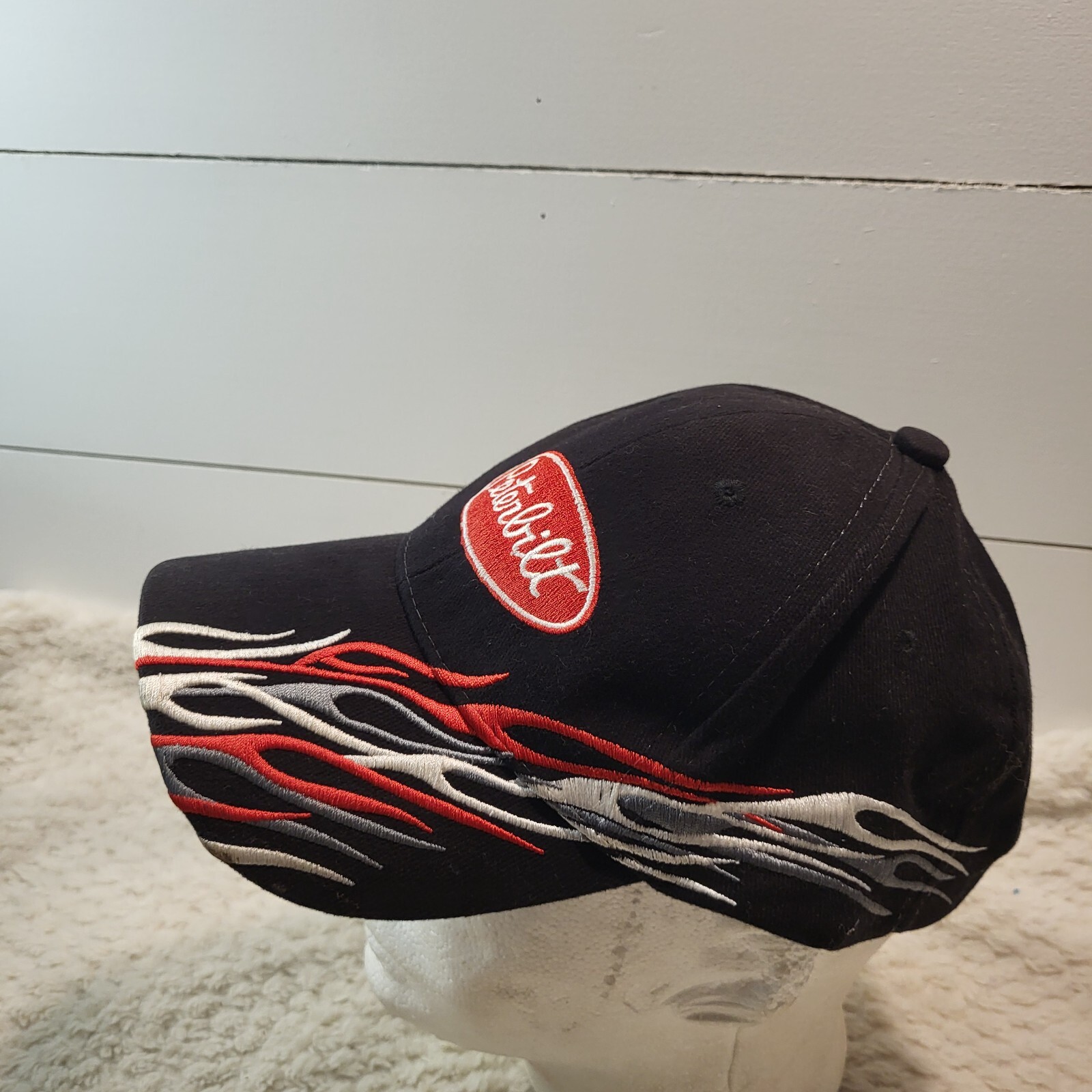 Peterbilt Flames Black Hat Snapback Baseball Vint… - image 4