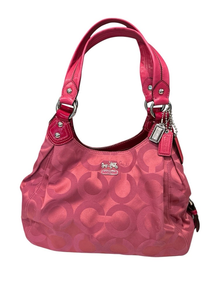 Vintage Coach Madison Maggie Hobo Shoulder Bag Pink Canvas C Monogram  EUC