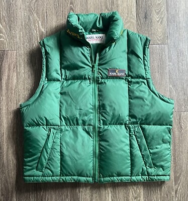 Karl Kani Jeans Down Puffer Vest Jacket XL Green Vintage Y2K VTG Tupac Hip Hop