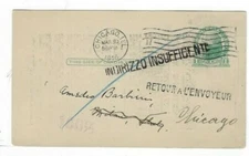 1916 UX27 Postal Card, Chicago IL, to Milan Italy, Instructional Markings Return