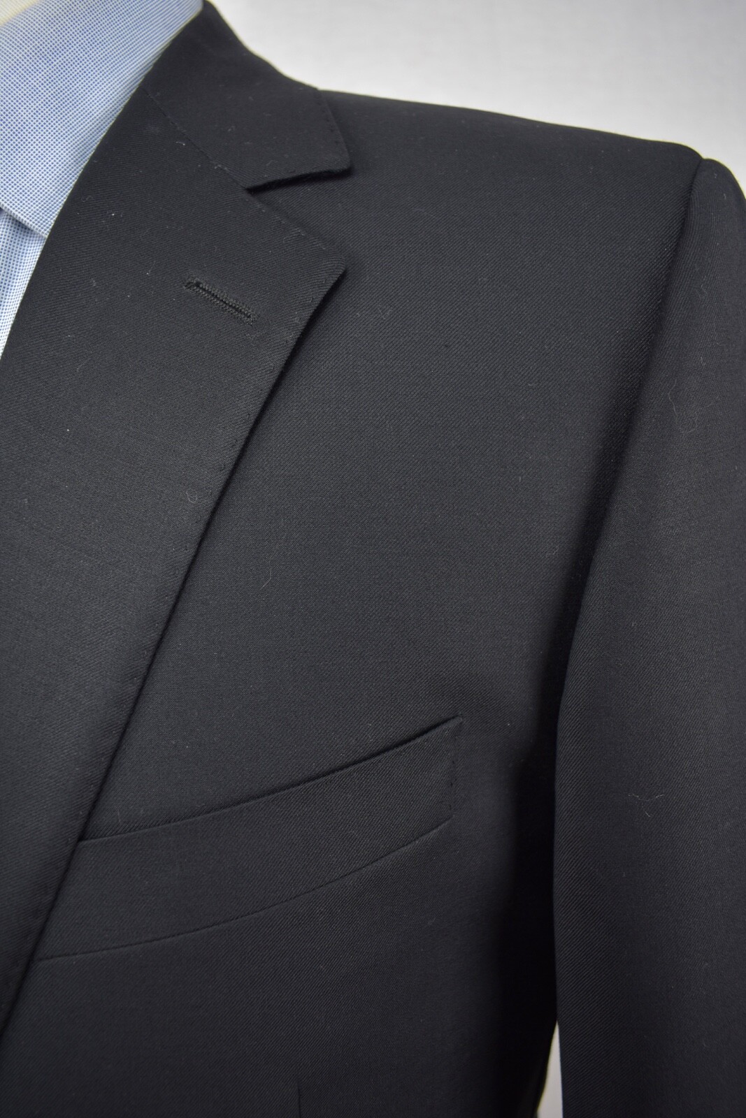 Byron Solid Black Wool Two Button Blazer Size: 42R - image 3