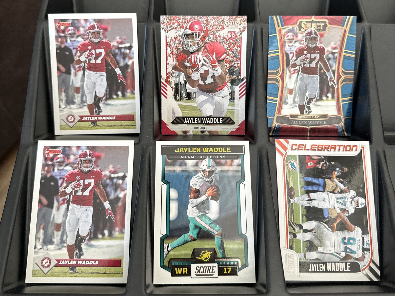 Jaylen Waddle Lot Score Rookie Card Panini Mosaic Miami Dolphins Star