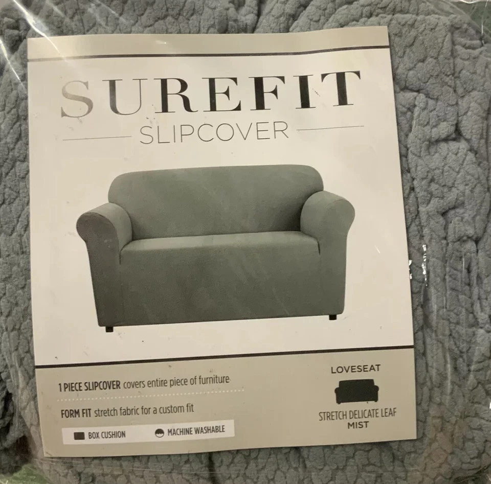 🛋 Funda de cojín de caja de hojas delicadas elásticas SureFit 60” X 70” niebla🆕 Foto 2 de 4