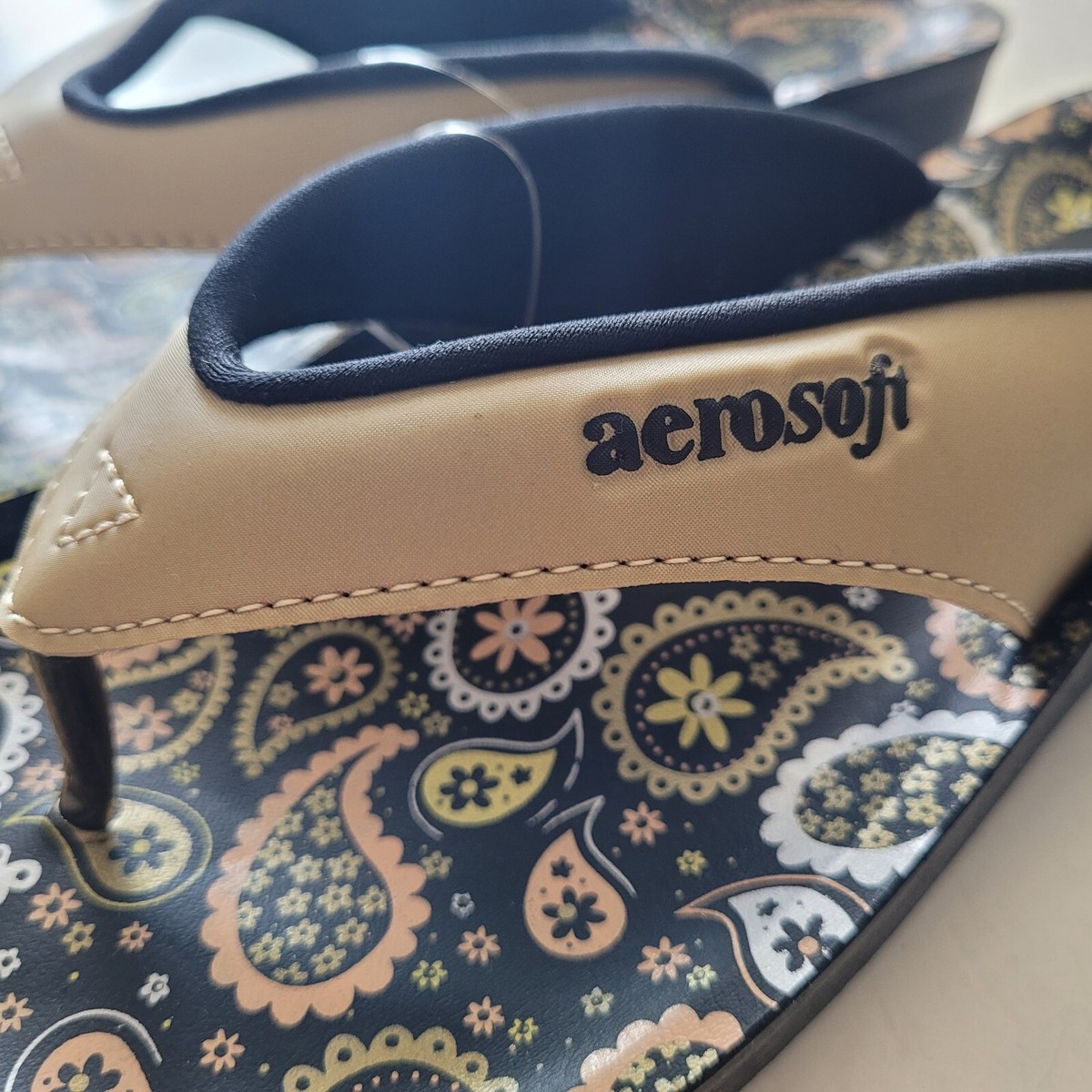 Aerosoft Flip Flops Sandals DOJO GOLD Aerothotic Insoles Comfort Heel Comfy