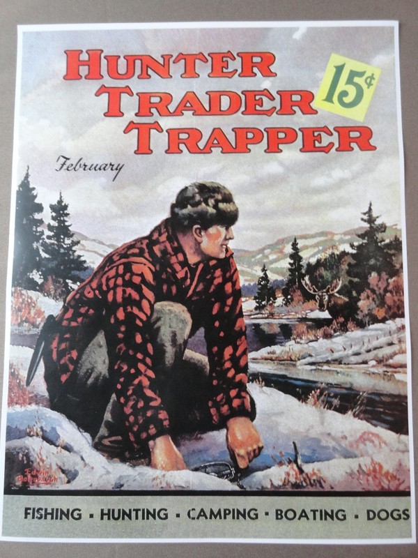 HUNTER,TRADER,TRAPPER MAGAZINE COVER POSTER,FEB.,1920's?