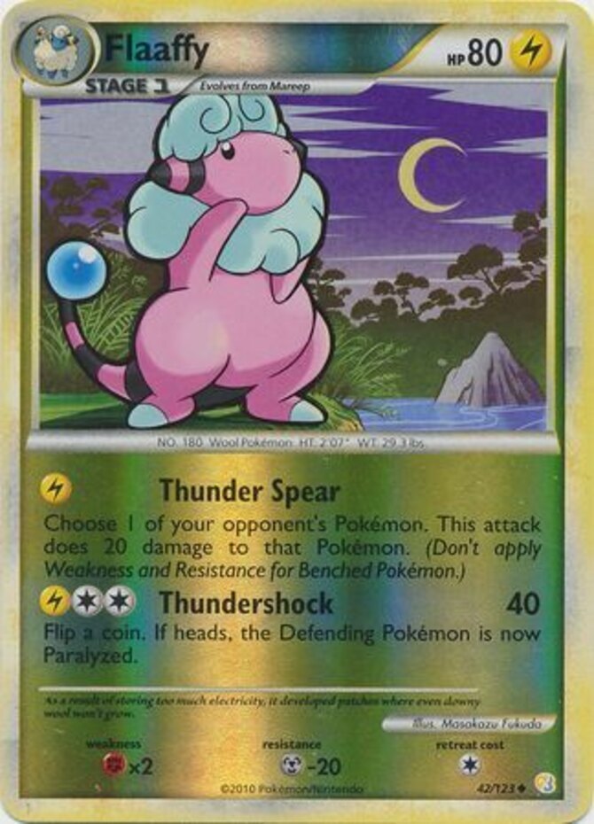 1x Flaaffy - 42/123 - Uncommon - Reverse Holo Lightly Played Pokemon HGSS - Hear
