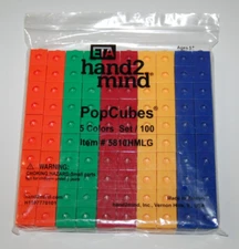 ETA hand2mind PopCubes, 5 Colors Set/100 Item #5810HMLG Teaching Manipulative