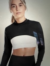 Athleta Eclipse Shrug CropTop Black LS Paddle...