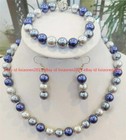 8mm Multicolor Genuine Pearl Round Beads Necklace Bracelet Earrings Set