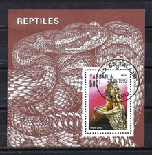 Animaux Serpents Tanzanie 1993 (87) bloc Yvert n° 217 oblitéré used