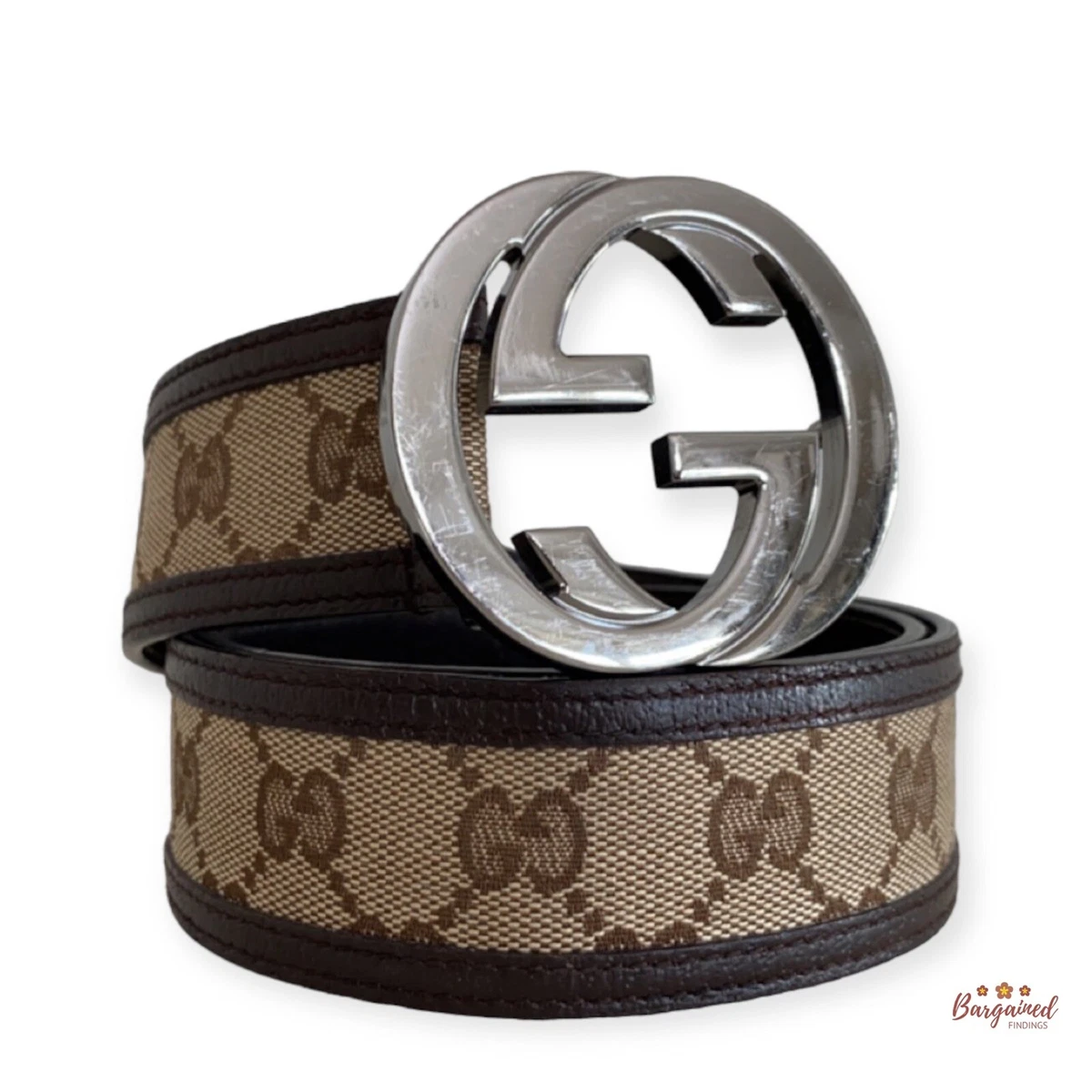 LOUIS VUITTON 80's Vintage Monogram Belt " LV " Gold Buckle