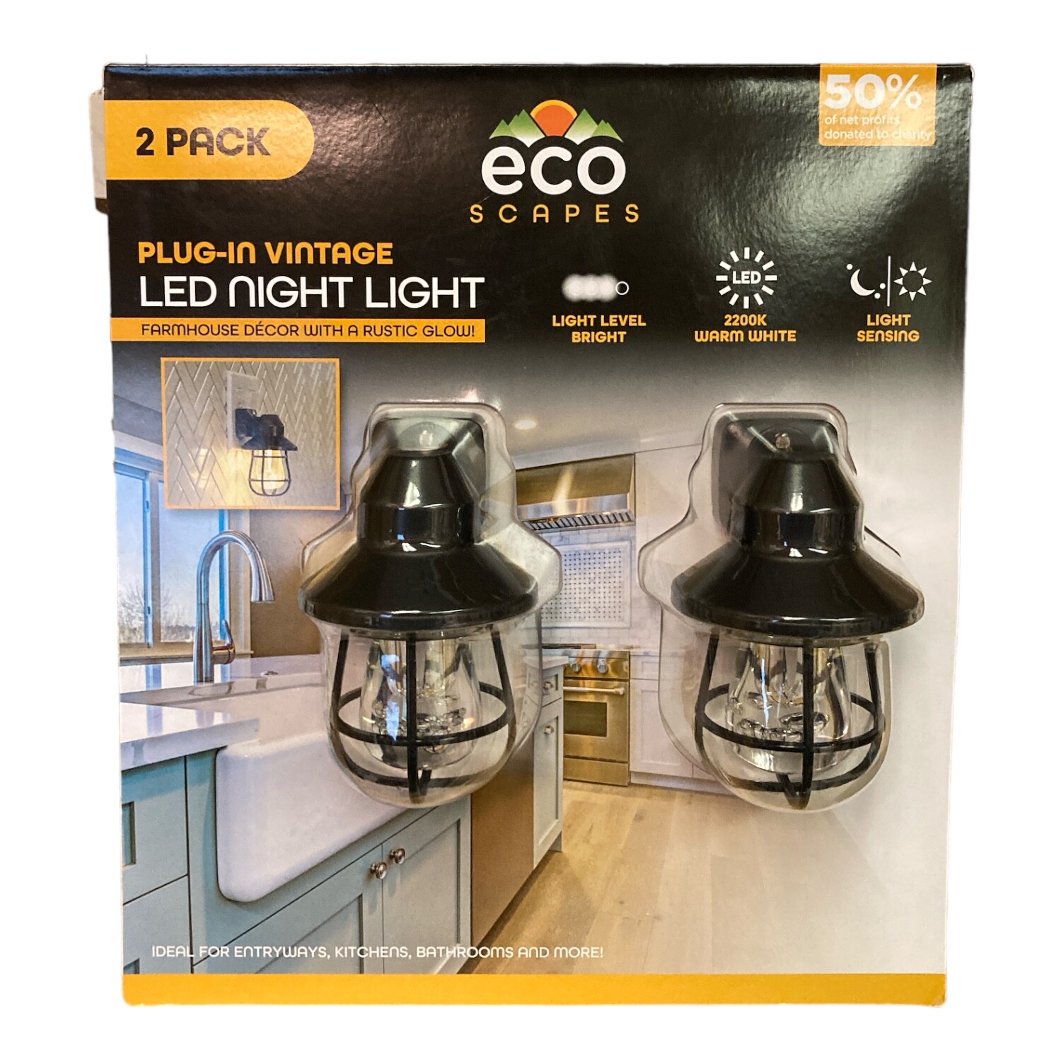 Винтажный светодиодный ночник EcoScapes в черную клетку (2 шт.)