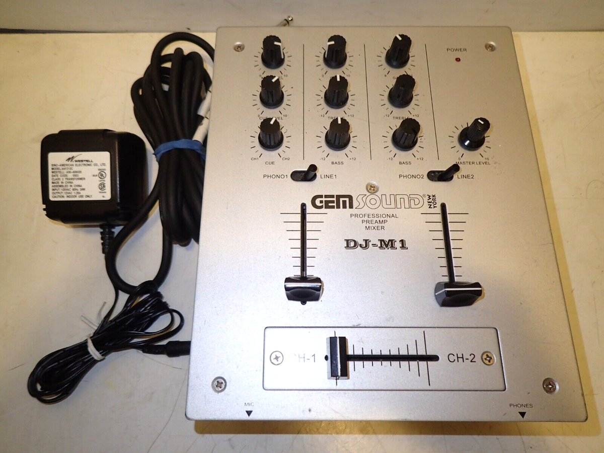 Gem Sound New York DJ-M1 Professional 2-Channel Mini Audio Mixer w