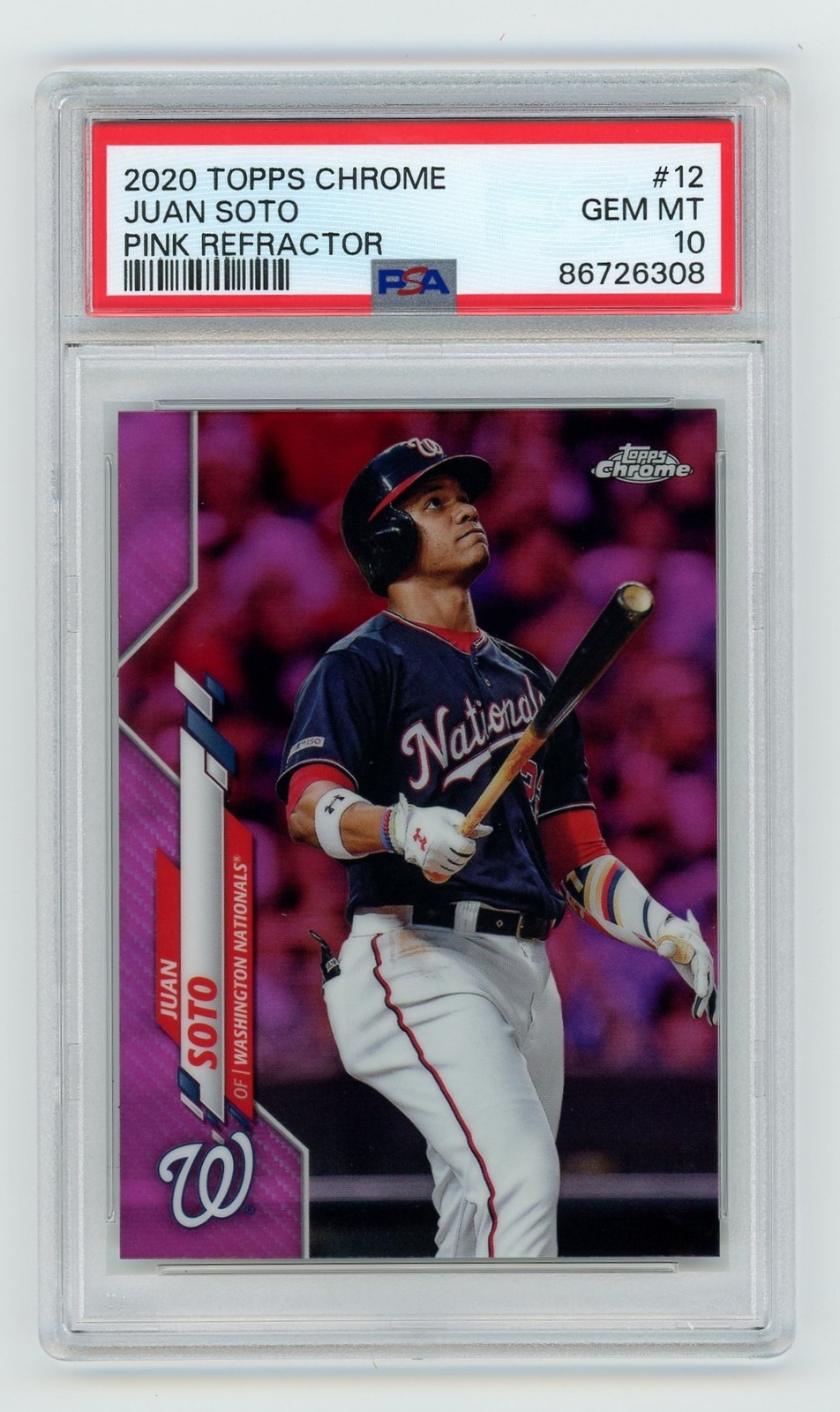 2020 Topps Chrome Pink Refractor #12 Juan Soto PSA 10