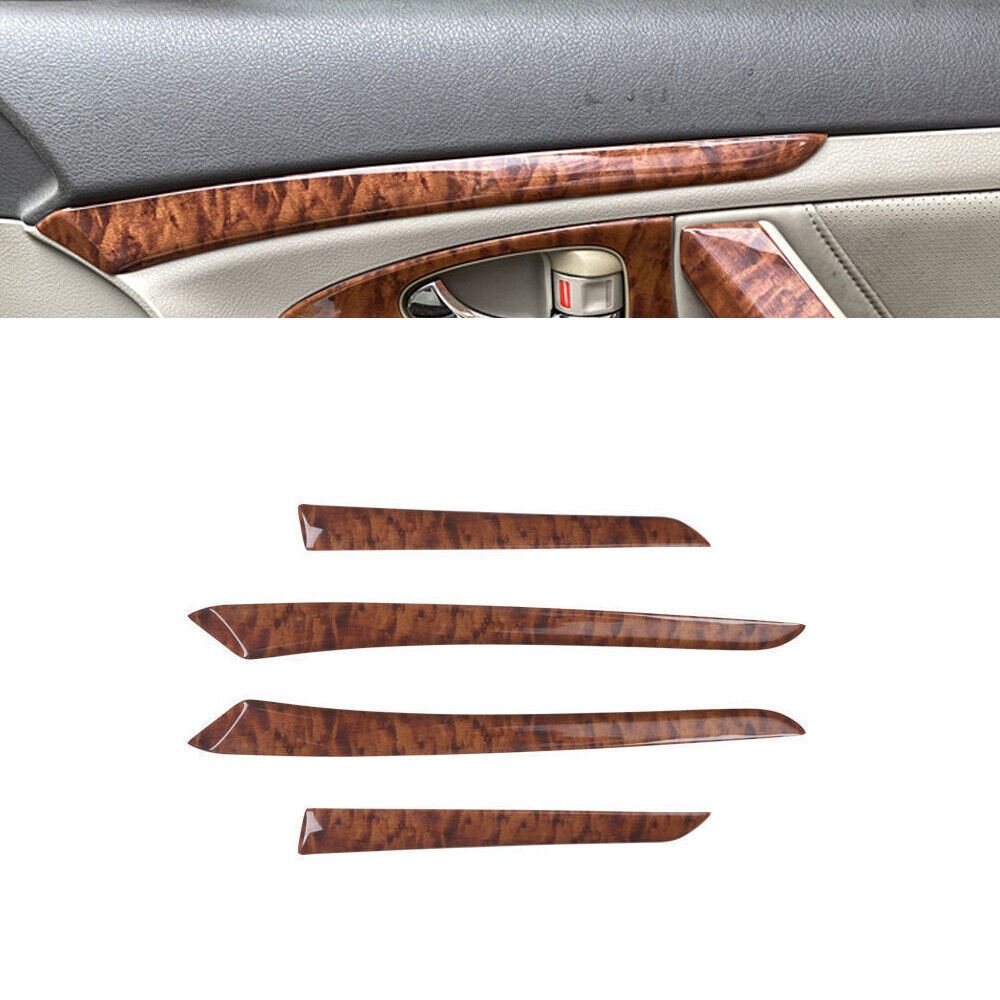4X For Toyota Camry 2007-2011 Brown Wood Inner Door Strip Panel Decor Cover Trim