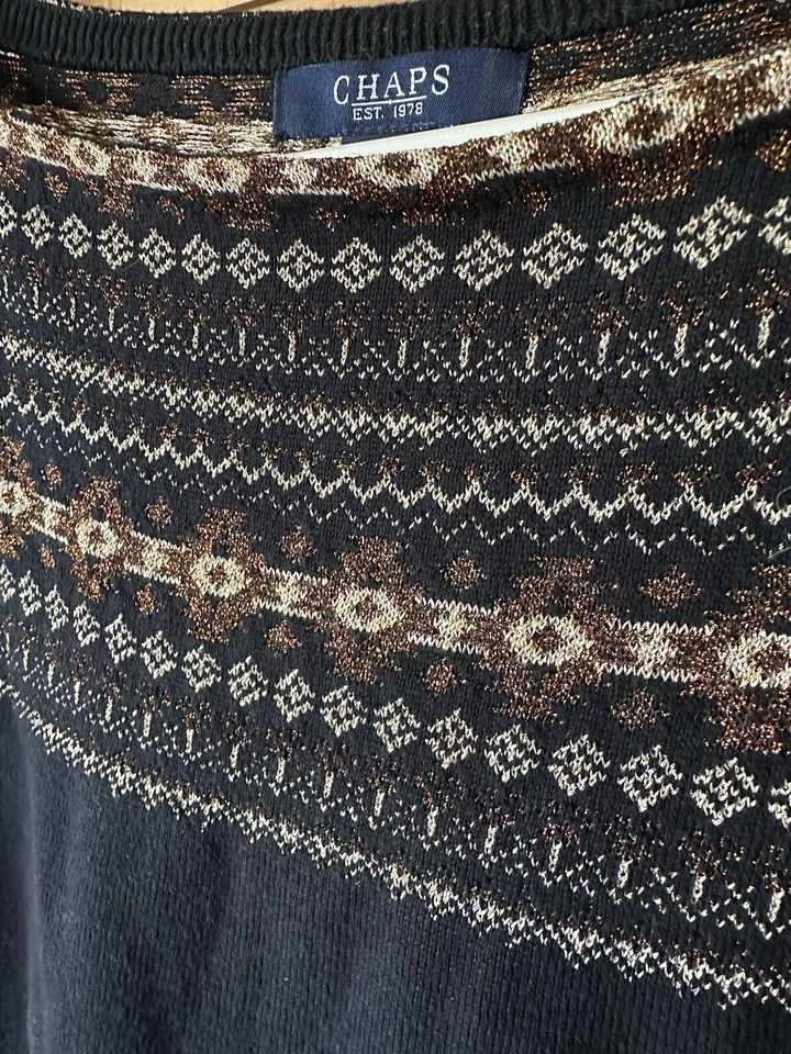 Suéter para mujer Dolman manga negra y dorada metálico talla M brillante manga 3/4 Foto 2 de 4