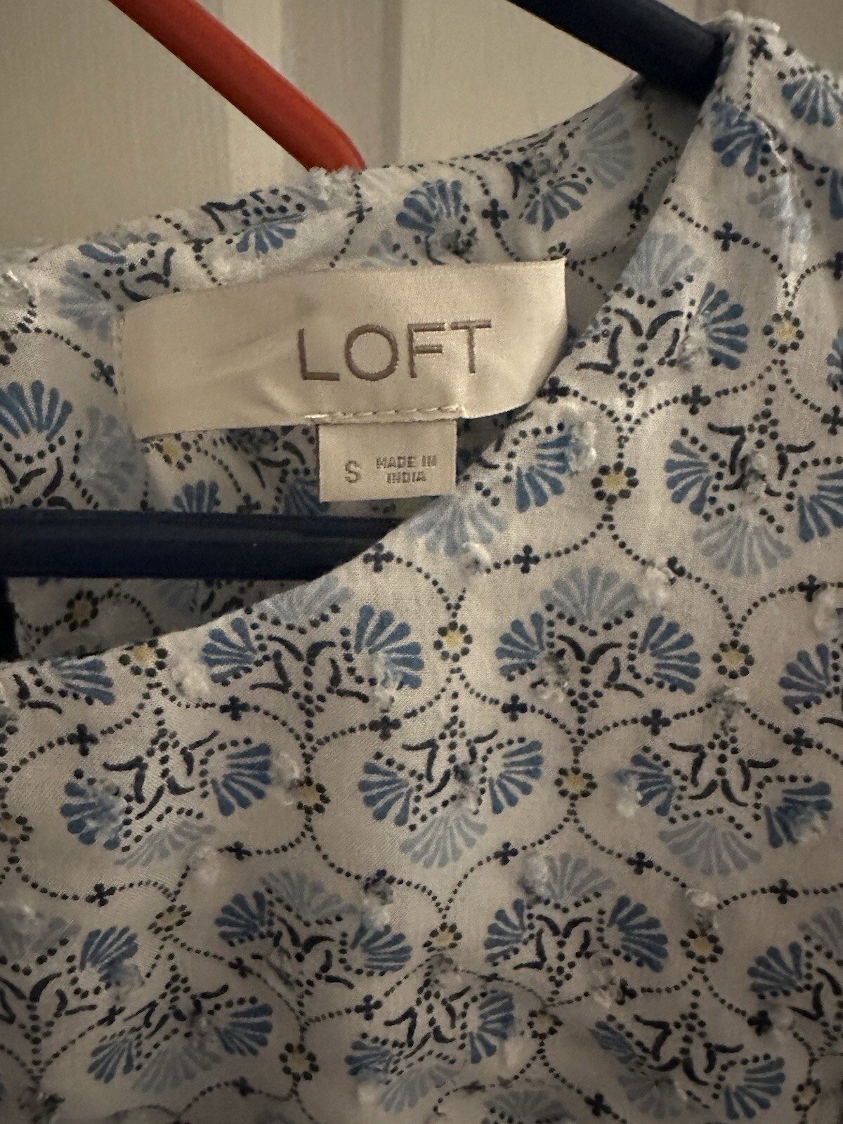 Loft size small beautiful blue patterned long sle… - image 5