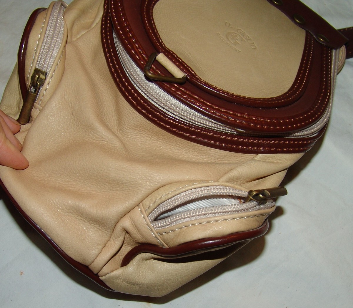 IL Giglio Italy Backpack Bag Purse Handbag Sling Two tone 