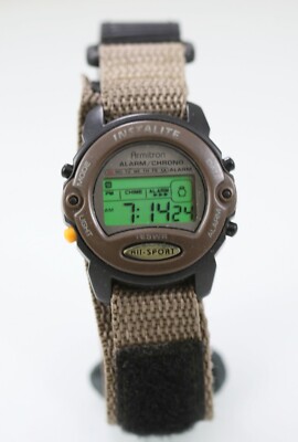 Armitron Herren Armbanduhr Schwarz Braune Plastik Nylon Alarm Datum Chrono Licht