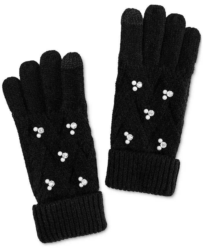 I.N.C. International Concepts Women's Embellished Gloves, Doo Black, One Size