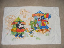 Vtg Walt Disney Pillowcase Mickey Minnie Donald Duck and Goofy Fair Circus 1980