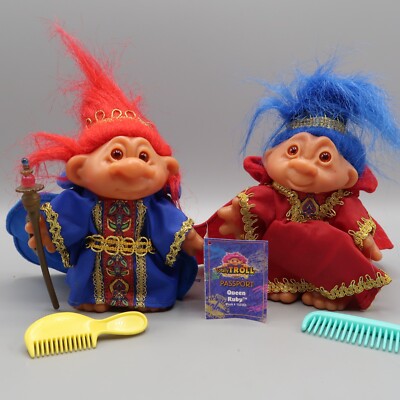 2001 Playmates Troll Company King Azul Queen Ruby TT Totally Troll Doll 5.5'' Lot