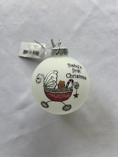 Baby  s First Christmas Holiday Ornament Glass  Girl  