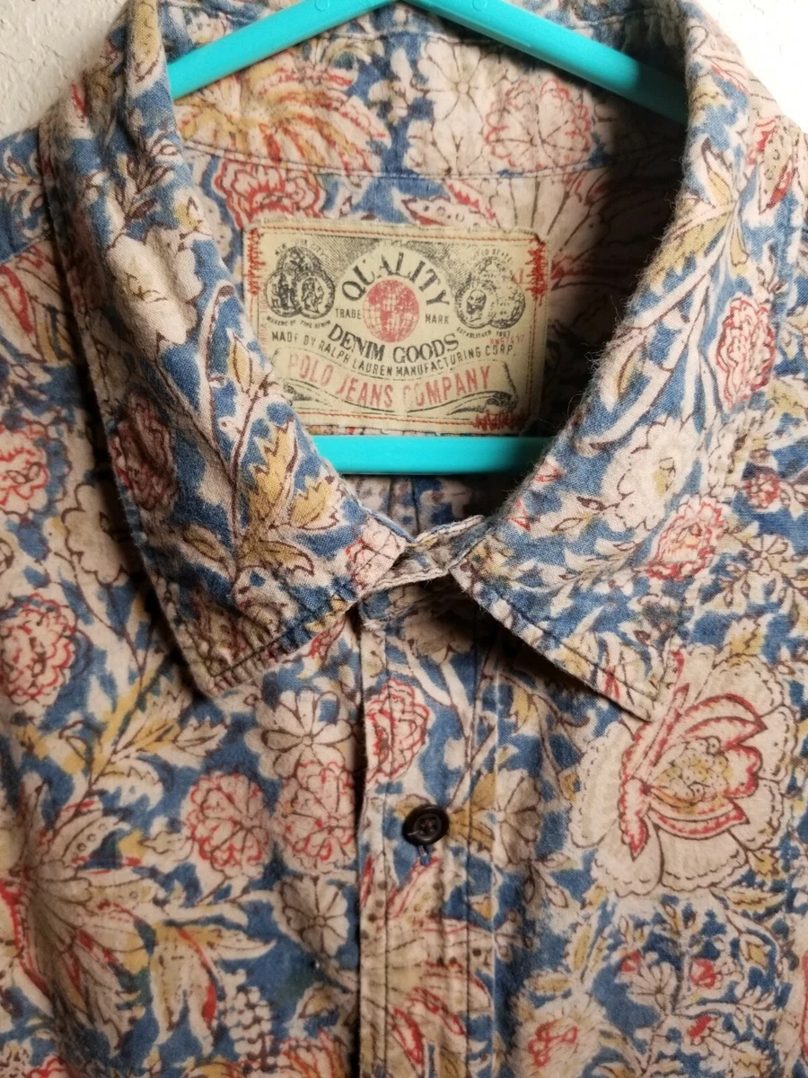 Vintage Polo Ralph Lauren Floral Paisley Long Sleeve Shirt Large Psychedelic