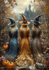 WITCHES COVEN ART PRINT, Gothic Poster, Witchy Pagan Witch Lady Wall Decor F509