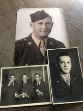 Lot of 3 VINTAGE WORLD WAR MILITARY BLACK WHITE PICS PHOTOS Soldier