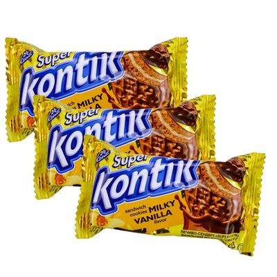 3-PACK Cookie Super Kontik Milky Vanilla Flavor 90G/3.1oz Супер Контик Ukraine