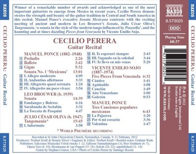 CECILIO PERERA: FIRST PRIZE 2011 MICHELE PITTALUGA GUITAR COMPETITION NEW CD