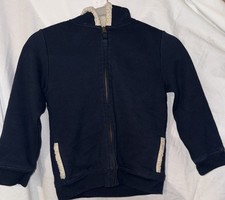 Lands  End Kids Sherpa Lined Hoodie Jacket L 6X-7 Blue Zip Up Hooded